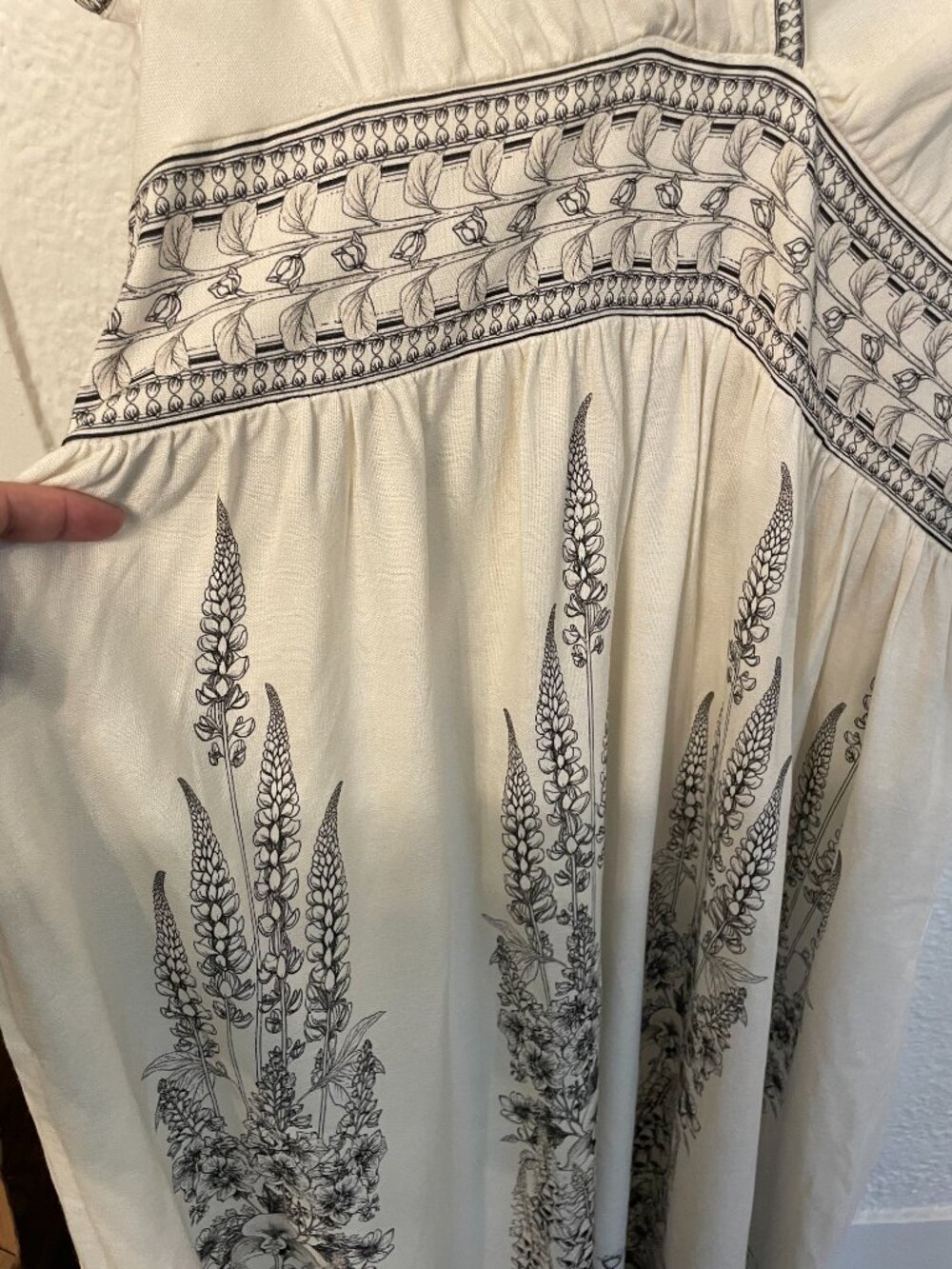 NWT Max Studio Maxi Dress Linen XL Botanical Boho Prairie Cottage Goddess Style - Picture 10 of 14